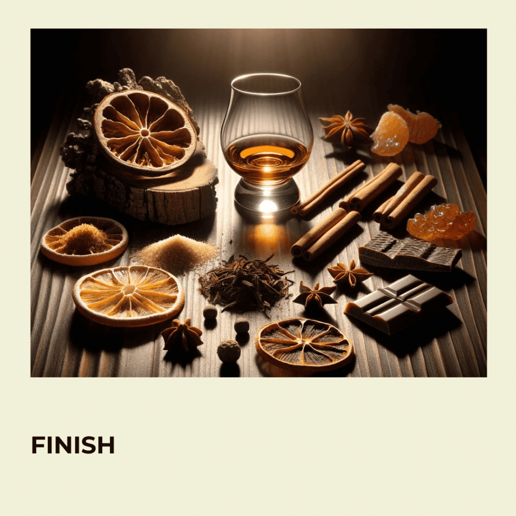 a whiskey glass with a number of food items around it