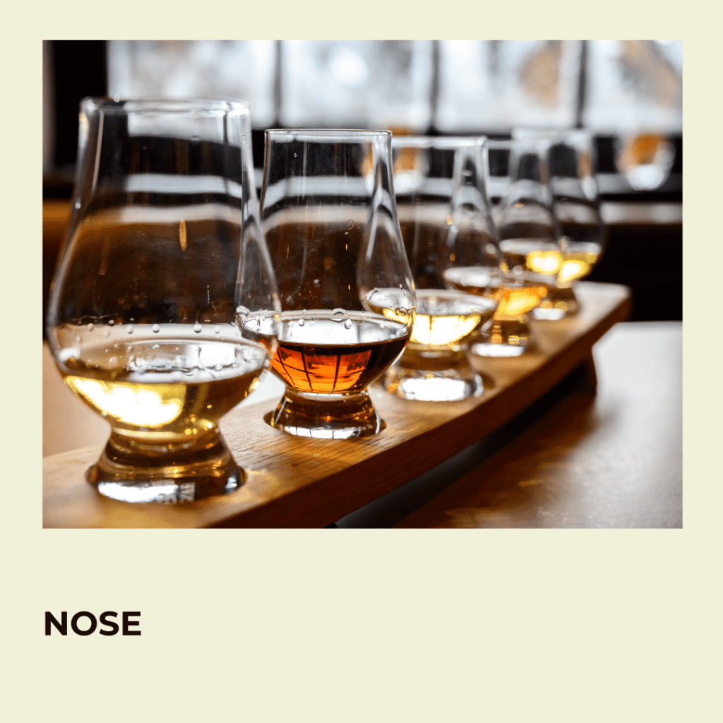 a flight of whiskies