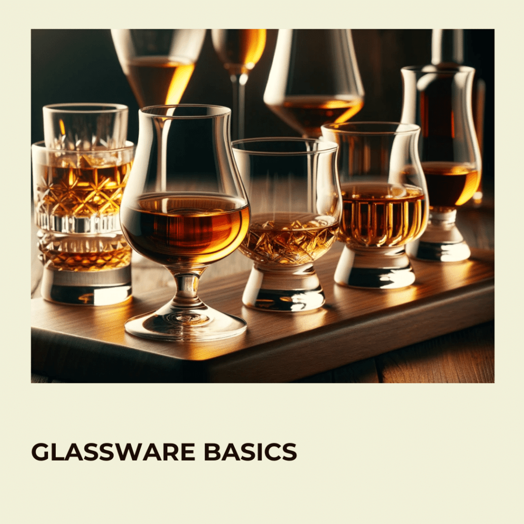 different types of glass ware used in whiskey tastings